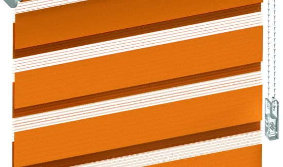 Produktansicht von einem gelben freihängendem Doppelrollo